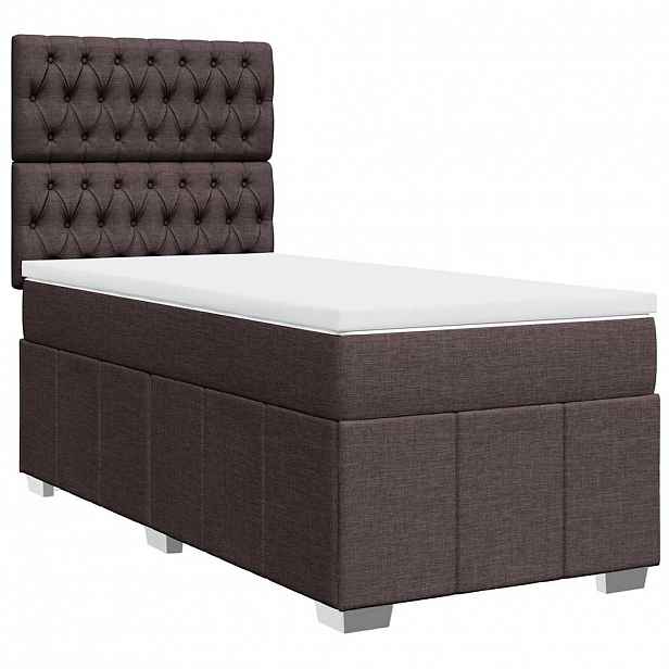 vidaXL Box spring postel s matrací tmavě hnědá 90x200 cm textil
