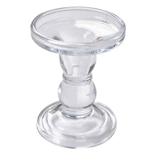 Skleněný transparentní svícen na úzkou i širokou svíčku - Ø 8*11 cm Clayre & Eef