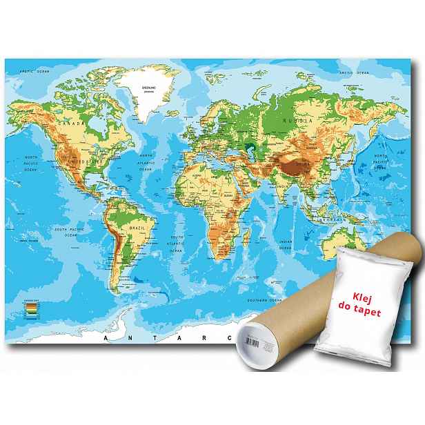 Vinylová Fototapeta Mapa Světa Atlas 152x104