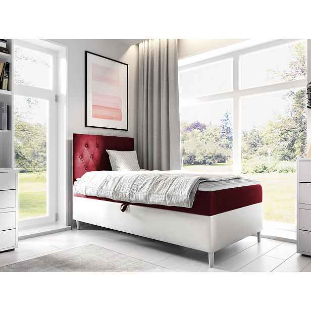 Kontinentální postel Mimir 90x200cm, bílá/červená HELCEL