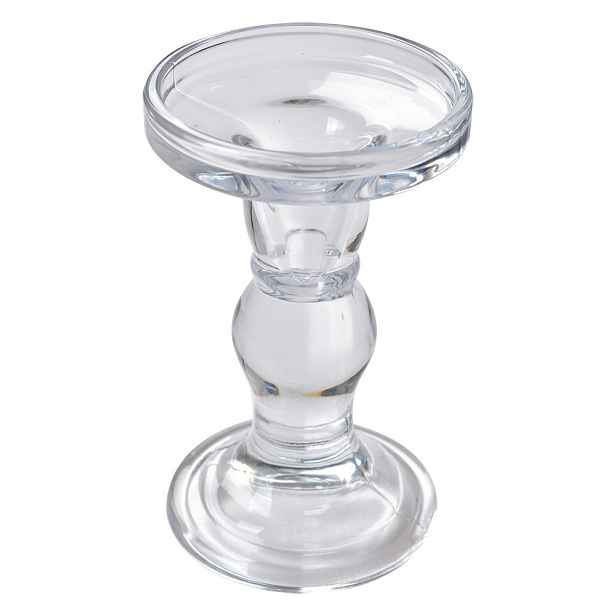 Skleněný transparentní svícen na úzkou i širokou svíčku - Ø 8*14 cm Clayre & Eef