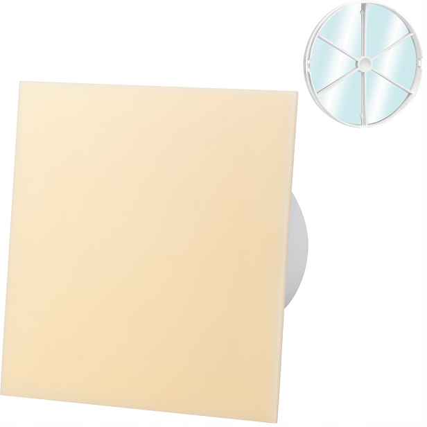Ventilátor S Zpětným Ventilem Panel Béžový Časovač Senzor Vlhkosti Fi 125