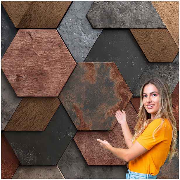 Fototapeta 3D Geometrické Pozadí Kamenné Hexagony 392x260 GTA12W
