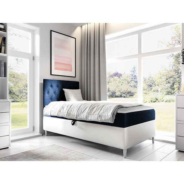 Kontinentální postel Mimir 90x200cm, bílá/modrá HELCEL
