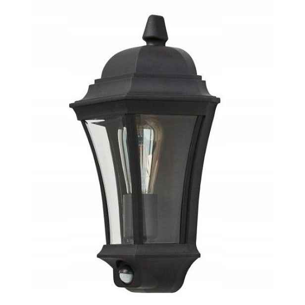 Nástěnná lampa s detektorem Klasická černá 40 cm IP44 kov 60 W