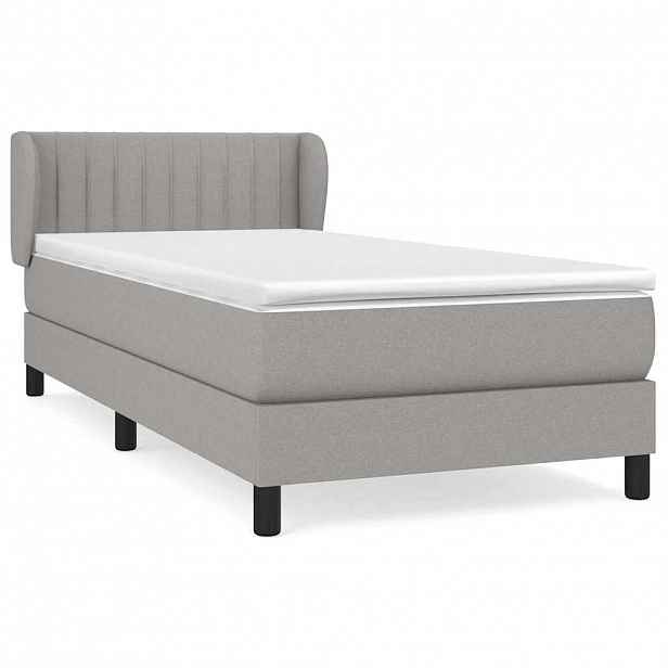 vidaXL Box spring postel s matrací světle šedá 90x190 cm textil