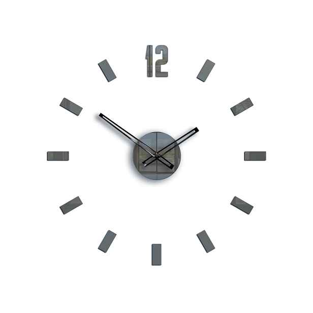 ModernClock Nástěnné samolepící hodiny Point 50 cm šedé