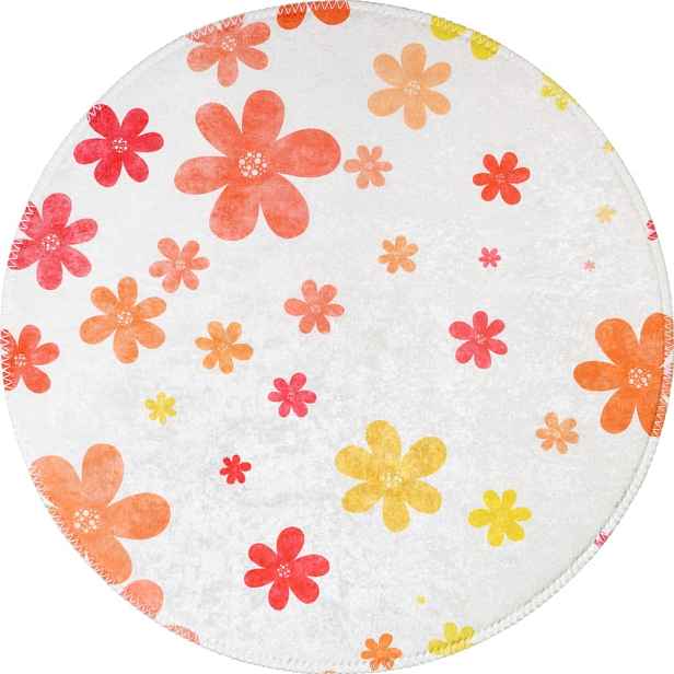 Oranžový/slonovinový pratelný dětský koberec ø120 cm Fall Flowers – Vitaus