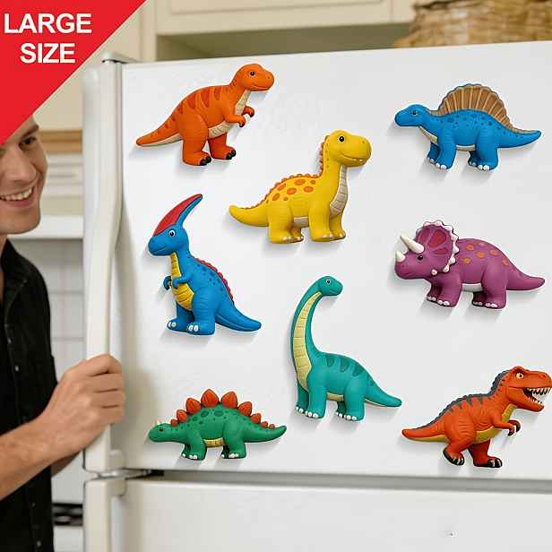 TEMU 8 ks Velké Kreslené Dinosauří Magnetické Nálepky na Myčku, 9 Druhů Roztomilých Tvarů Dinosauřích, Vhodné pro Dekoraci Lednice, Dekoraci Myčky,
