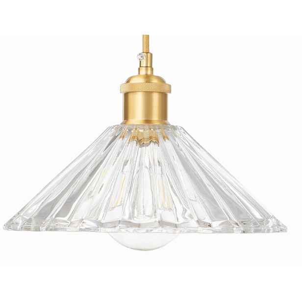 Závěsná skleněná plisovaná lampa Japandi
