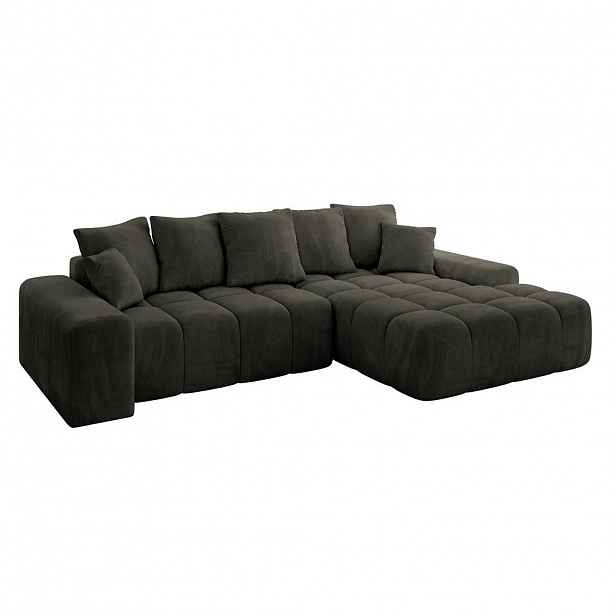 ALTDECOR ROHOVÁ SEDACÍ SOUPRAVA s otomanem vpravo ENSI-L – 267 × 164 × 69 cm, černá