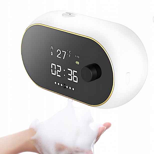 Automatický bezdotykový dávkovač pěnového mýdla s LCD displejem, bílý