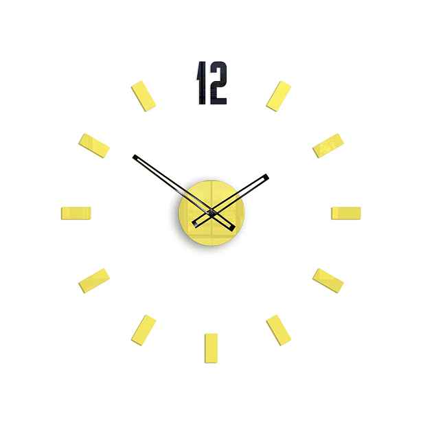 ModernClock Nástěnné samolepící hodiny Point 50 cm žluté