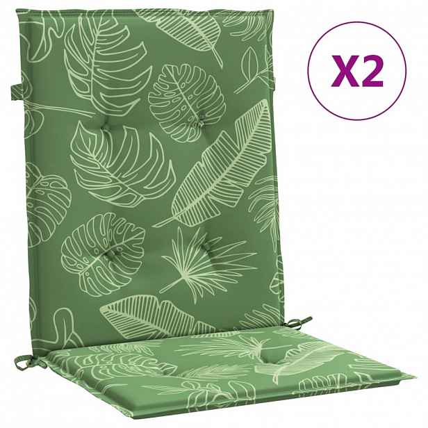 vidaXL Podušky na židli s nízkým opěradlem 2 ks vzor listů textil