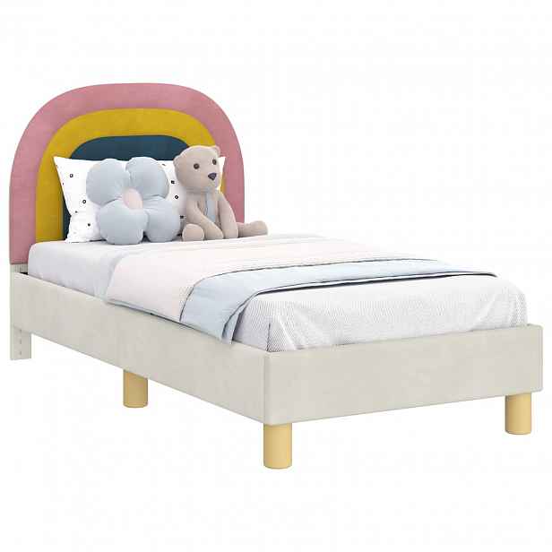vidaXL Rám postele pro batole s čelem s čelo Krémová 70 x 140 cm Samet