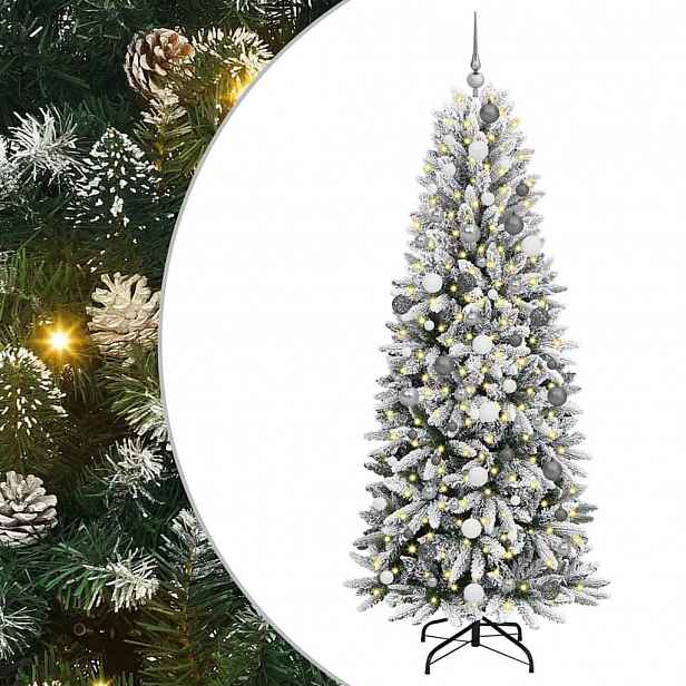 vidaXL Umělý vánoční stromeček Bílá 210 cm PVC, plast, ocel a PE