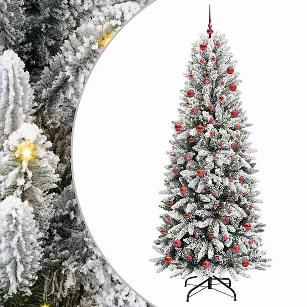 vidaXL Umělý vánoční stromeček Bílá 210 cm PVC, plast, ocel a PE