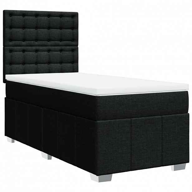 vidaXL Box spring postel s matrací černá 90x200 cm textil