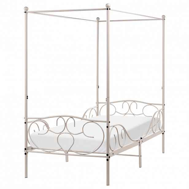 Beliani NEBESOVÁ POSTEL Kov 90/200 cm Světle béžová Sormery