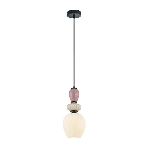 Italux Dekorativní závěsná lampa černá s keramickými ozdobami E27 1x40W Altra