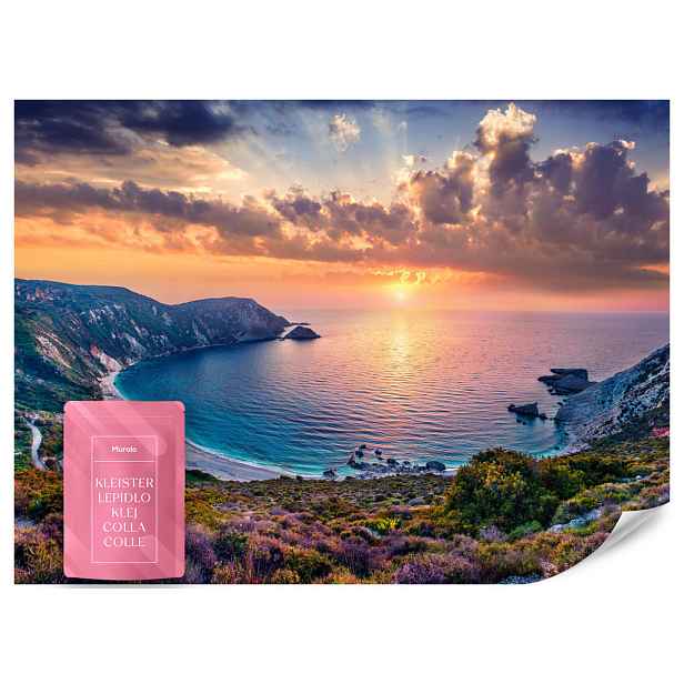 Muralo FOTOTAPETA Moře Květiny Západ Slunce Krajina 3D 100x70
