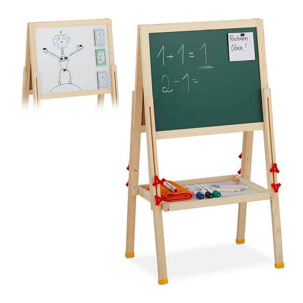 Relaxdays TABULE přírodní bílá zelená dřevo magnetická popisovací