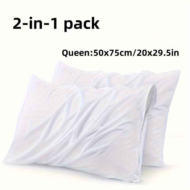 TEMU Sada 2 ks chráničů polštářů na zip, bílá povlak na polštář, 100% polyester, luxusní hotelová kvalita, prodyšný a měkký povlak na polštář,