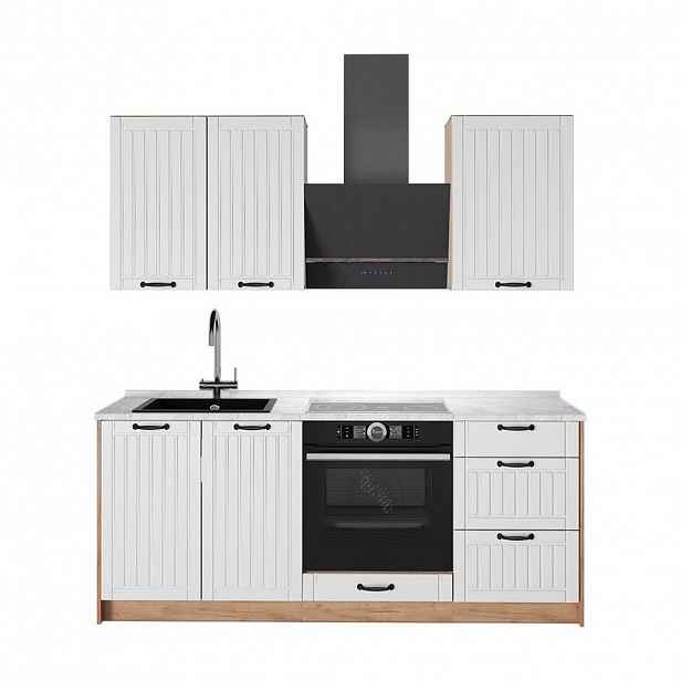 Vicco JEDNOTKOVÁ KUCHYNĚ Fame-Line, Bílý venkovský dům/Zlatý mocný dub, 190 cm, PD Mramor
