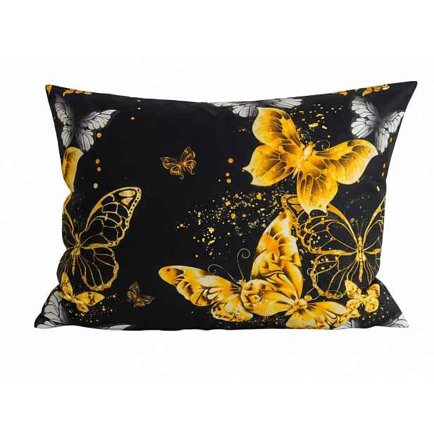 Povlak na polštář z mikrovlákna GOLD BUTTERFLY 70x90 cm, černý