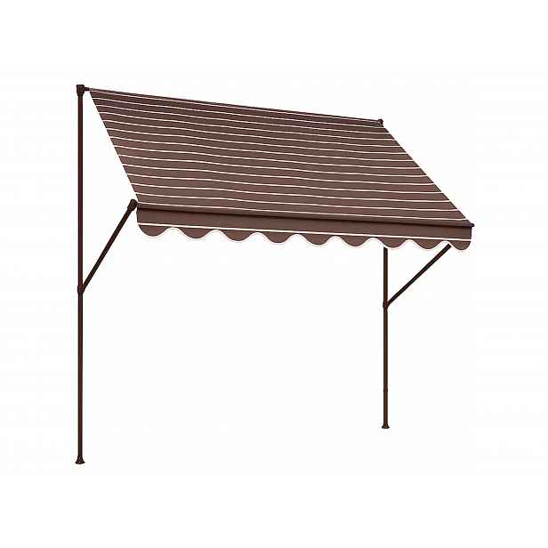 Upínací markýza Angerer (tmavě hnědá s béžovými pruhy, šířka 400 cm)