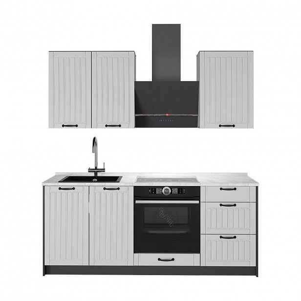 Vicco JEDNOTKOVÁ KUCHYNĚ Fame-Line, Bílý venkovský dům/Antracit, 190 cm, PD Mramor
