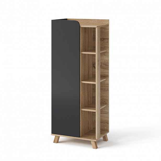 Vicco MIDI SKŘÍŇKA Karen Sonoma/antracit 50 x 128 cm s dveřmi a otevřenými přihrádkami
