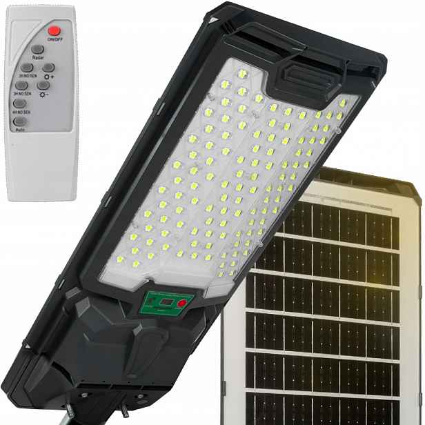 Výkonná Solární Lampa 200W Vodotěsná Se Senzorem Pohybu Soumraku Pilot