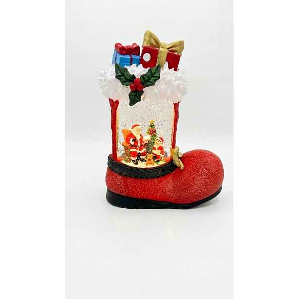Magická Bota Svatého Mikuláše Sněhová Koule Led 30 CM Usb
