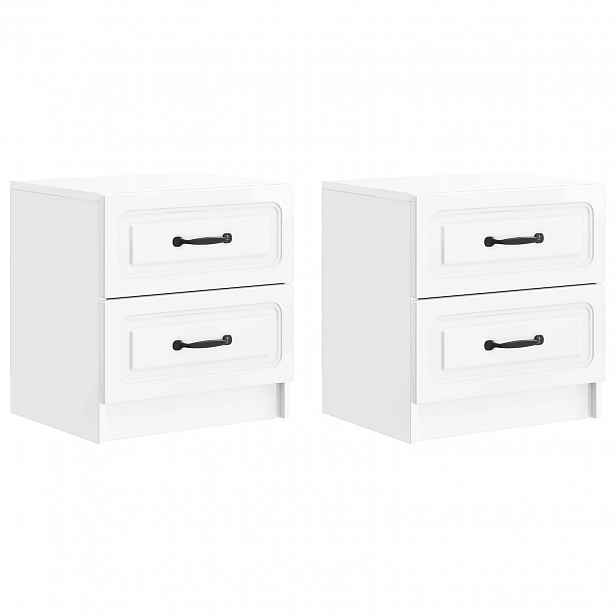 vidaXL Noční skříňka 2 ks Bílá s vysokým leskem 43 x 34,5 x 44,5 cm