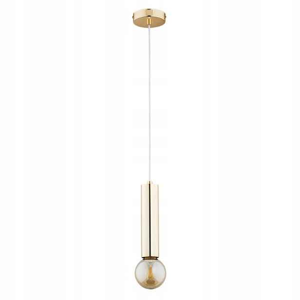 Závěsná lampa minimalistická bodová tuba zlatá nad stůl ostrov bar Alfa