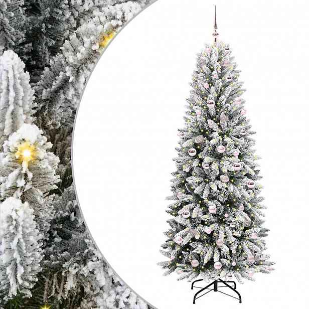 vidaXL Umělý vánoční stromeček Bílá 210 cm PVC, plast, ocel a PE