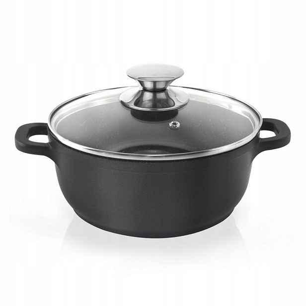 Hrnec granitový 16 cm 1,4 l se skleněnou poklicí pro indukci