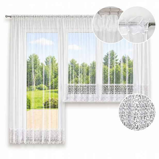Komplet Záclony 400x180 200x230 na balkonové okno do bloku s guipurou 20 cm
