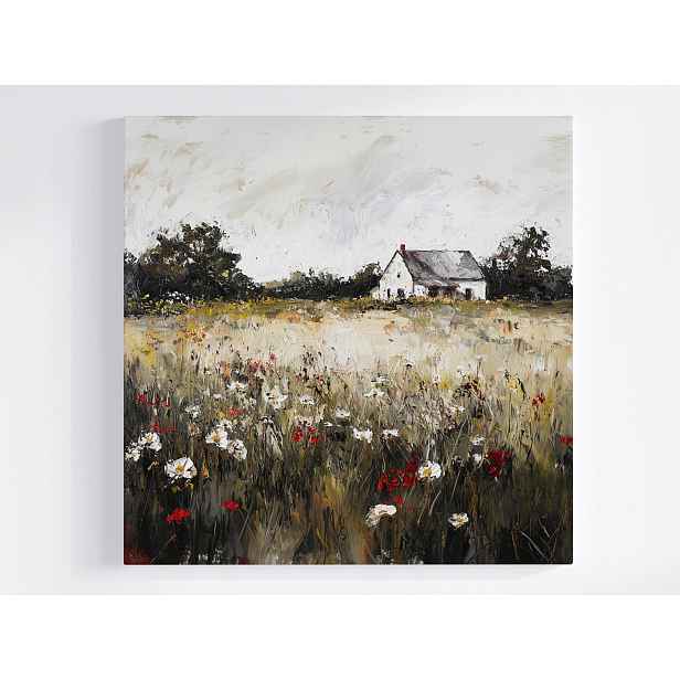 Obraz Na Plátně Canvas Krajina Vesnice Polsko Dům Louka Květiny Příroda 50x50