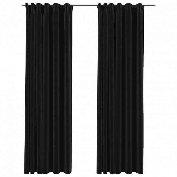 vidaXL Zatemňovací závěsy s háčky vzhled lnu 2ks antracitové 140x245cm