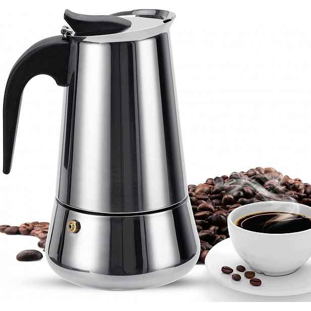 Ocelová Kávovarka Na Kávu 12 Šálků Kávy Indukce 600 ml Italská