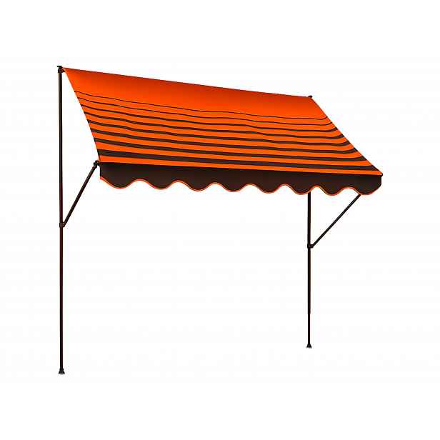 Upínací markýza Angerer (hnědá s oranžovými pruhy, šířka 200 cm)