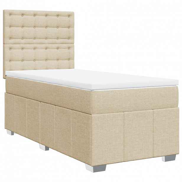vidaXL Box spring postel s matrací krémová 90x200 cm textil