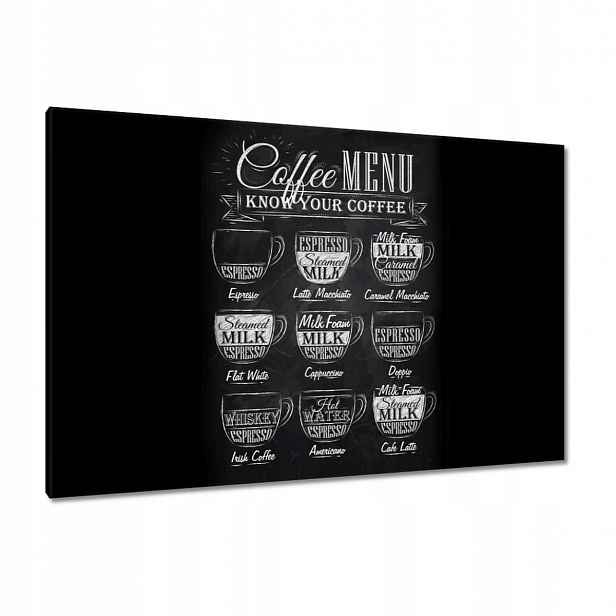 Obrazy 120x80 Cafee menu na černém pozadí
