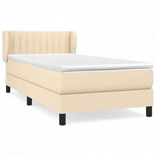 vidaXL Box spring postel s matrací krémová 90x190 cm textil