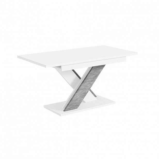 ALTDECOR VÝSUVNÝ jídelní stůl 140–180 × 80 × 75 cm – bílá / vzhled betonu – RONX