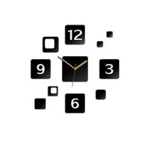ModernClock Nástěnné samolepící hodiny Square 45 cm černé