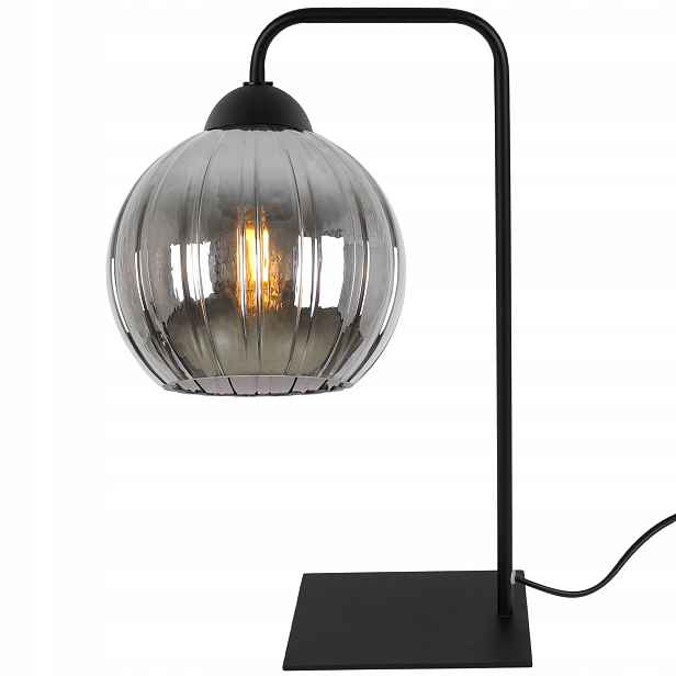 Noční Lampa Stolní Lampa Černá Grafit Skleněná Rýhovaná Koule E27 Glamour