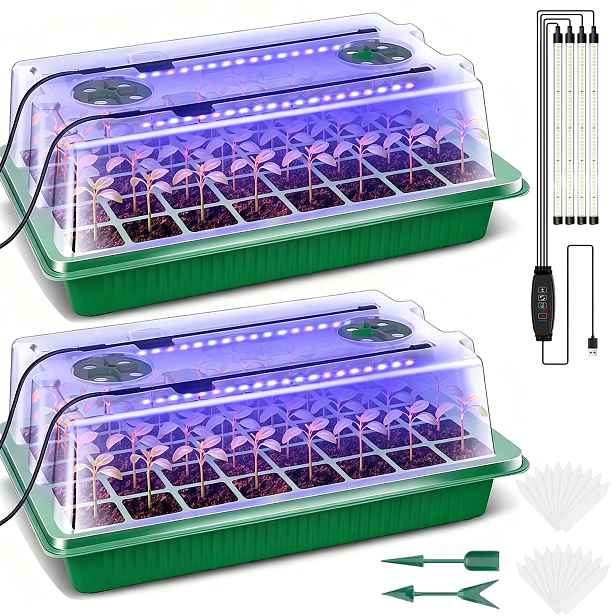 Mini Domácí Skleník S Led Osvětlením Pro Pěstování Rostlin 2X40 Buňky